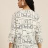 Women's White-Black Printed Short Kurti