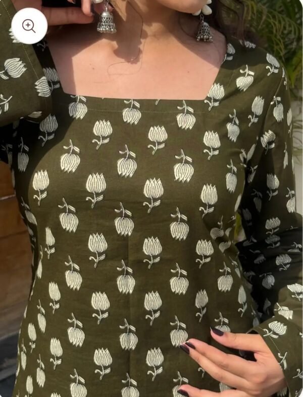 Women's Henna Printed Cotton Short Kurti
