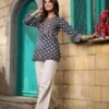Women's Blue Printed Short Kurti