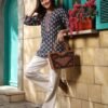 Women's Blue Printed Short Kurti
