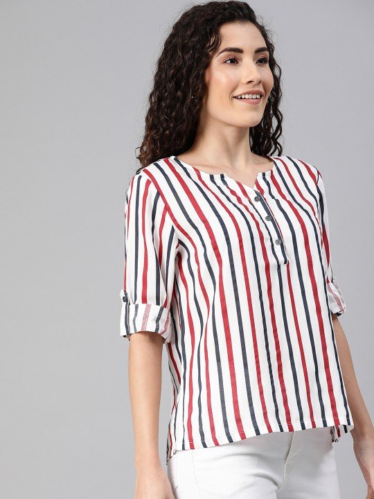 Women's Lining Printed Short Kurti