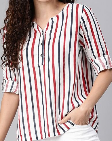 Women's Lining Printed Short Kurti