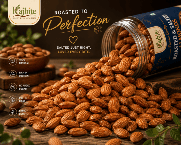Rajbite Roasted & Salted Almonds Premium Quality Crunchy Almonds - 300gm