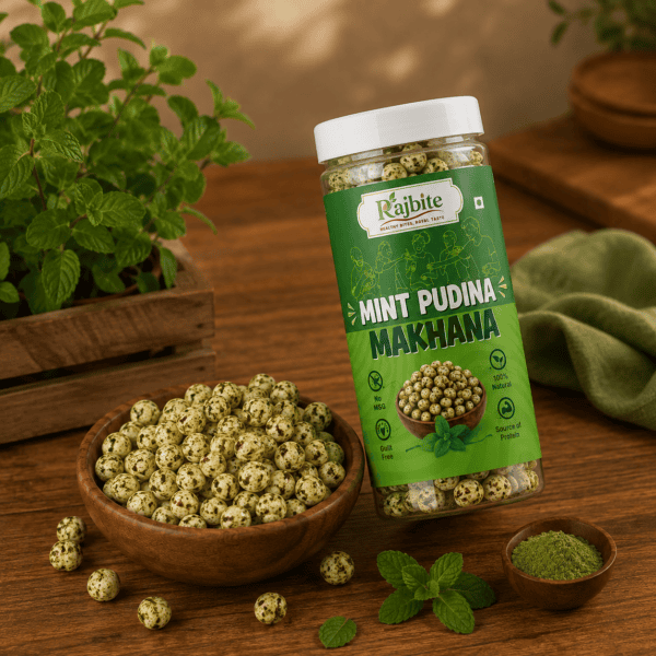 Rajbite Mint Pudina Makhana Roasted Fox Nuts Healthy Snack No MSG 75g